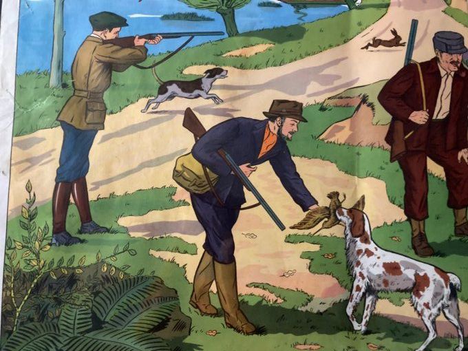 Affiche pédagogique chasse. Éditions Rossignol. Montmorillon France