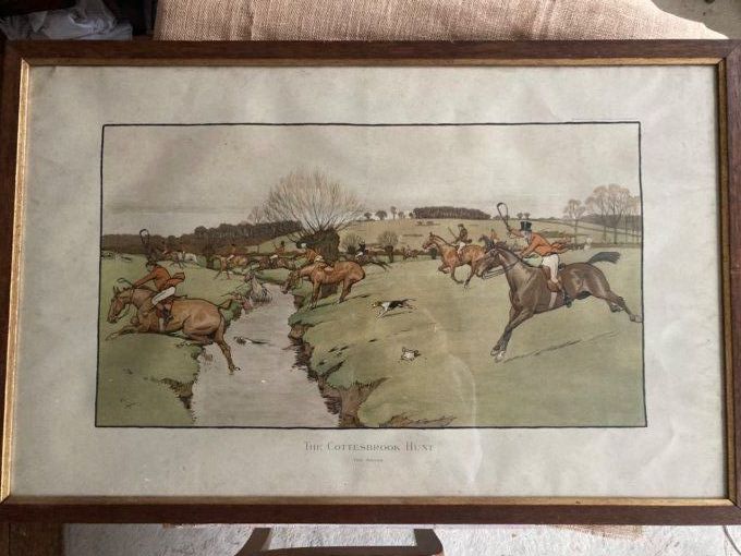 Lithographie de chasse anglaise de la série The Cottesbrook Hunt   Cecil Aldin 