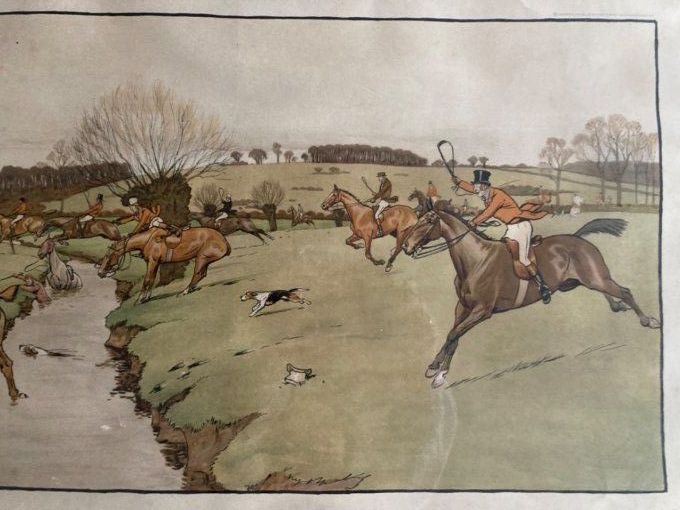 Lithographie de chasse anglaise de la série The Cottesbrook Hunt   Cecil Aldin 