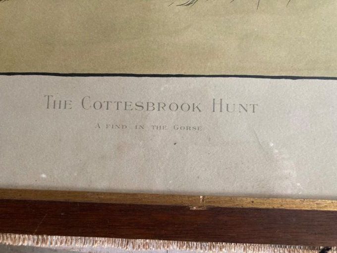 Lithographie de chasse anglaise.de la série  The  Cottesbrook  Hunt. Cecil Aldin 